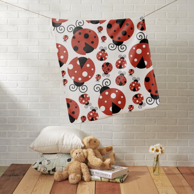 Pattern Of Ladybugs, Cute Ladybugs, Red Ladybugs Baby Blanket (In Situ)
