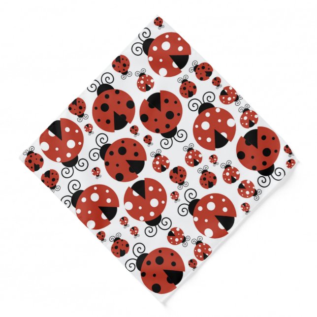 Pattern Of Ladybugs, Cute Ladybugs, Red Ladybugs Bandana (Front)