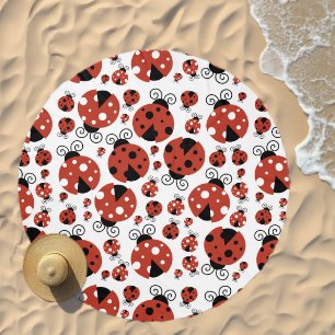 Pattern Of Ladybugs, Cute Ladybugs, Red Ladybugs Beach Towel