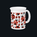 Pattern Of Ladybugs, Cute Ladybugs, Red Ladybugs Beverage Pitcher<br><div class="desc">Cute,  fun and adorable ladybugs in red color. Modern and trendy gift,  perfect for the ladybug lover in your life.</div>