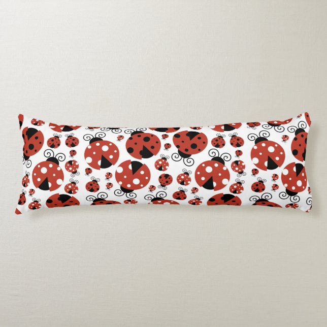 Pattern Of Ladybugs, Cute Ladybugs, Red Ladybugs Body Pillow (Front)