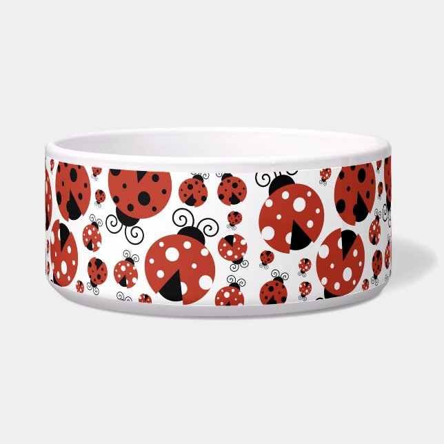 Pattern Of Ladybugs, Cute Ladybugs, Red Ladybugs Bowl (Front)