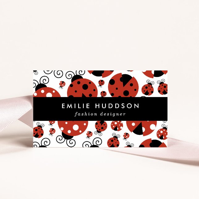 Pattern Of Ladybugs, Cute Ladybugs, Red Ladybugs Business Card (Creator Uploaded)