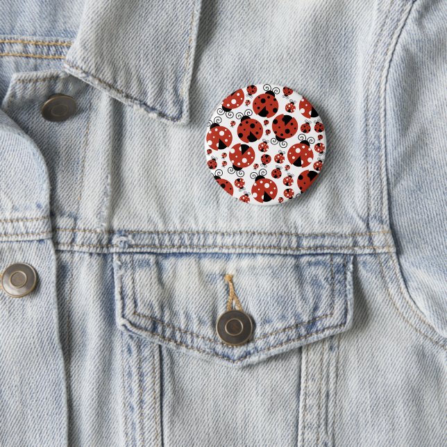 Pattern Of Ladybugs, Cute Ladybugs, Red Ladybugs Button (In Situ)