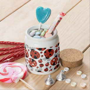 Pattern Of Ladybugs, Cute Ladybugs, Red Ladybugs Candy Jar