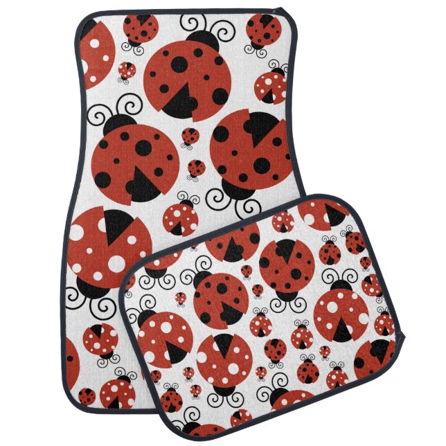 Pattern Of Ladybugs, Cute Ladybugs, Red Ladybugs Car Mat (Set)