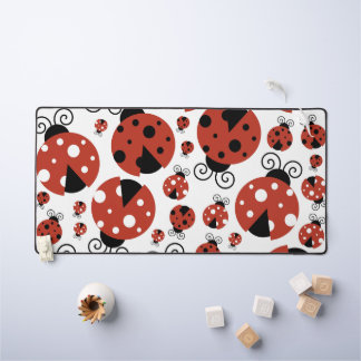 Pattern Of Ladybugs, Cute Ladybugs, Red Ladybugs Desk Mat