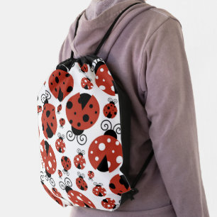 Pattern Of Ladybugs, Cute Ladybugs, Red Ladybugs Drawstring Bag