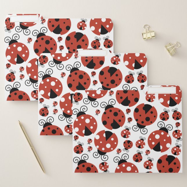 Pattern Of Ladybugs, Cute Ladybugs, Red Ladybugs File Folder (Set)