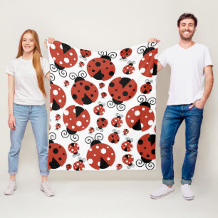 Pattern Of Ladybugs, Cute Ladybugs, Red Ladybugs Fleece Blanket