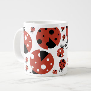 Pattern Of Ladybugs, Cute Ladybugs, Red Ladybugs Giant Coffee Mug