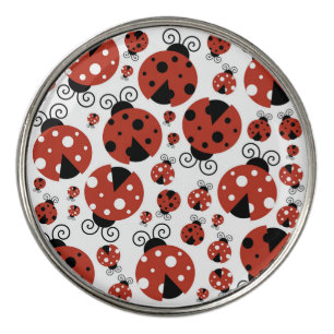 Pattern Of Ladybugs, Cute Ladybugs, Red Ladybugs Golf Ball Marker