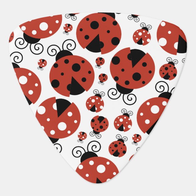 Pattern Of Ladybugs, Cute Ladybugs, Red Ladybugs Guitar Pick (Front)