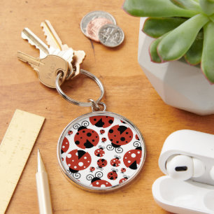 Pattern Of Ladybugs, Cute Ladybugs, Red Ladybugs Keychain