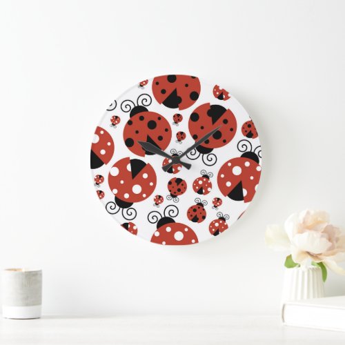 Pattern Of Ladybugs Cute Ladybugs Red Ladybugs Large Clock