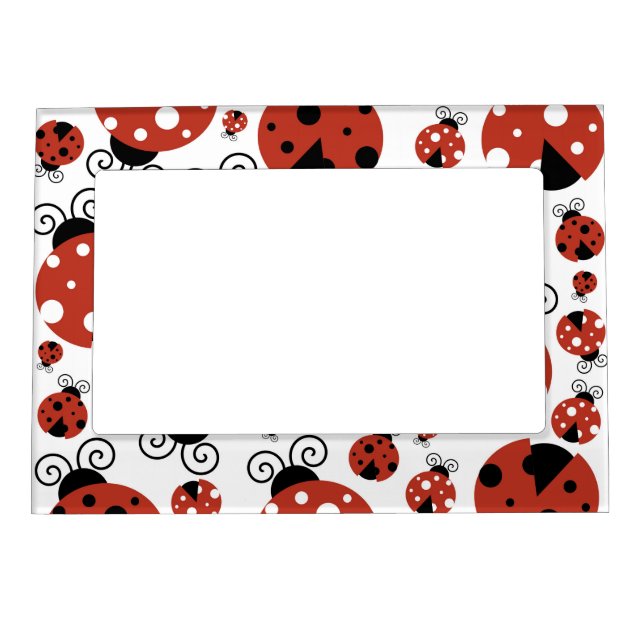Pattern Of Ladybugs, Cute Ladybugs, Red Ladybugs Magnetic Frame (Front)