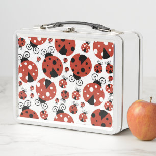 Pattern Of Ladybugs, Cute Ladybugs, Red Ladybugs Metal Lunch Box
