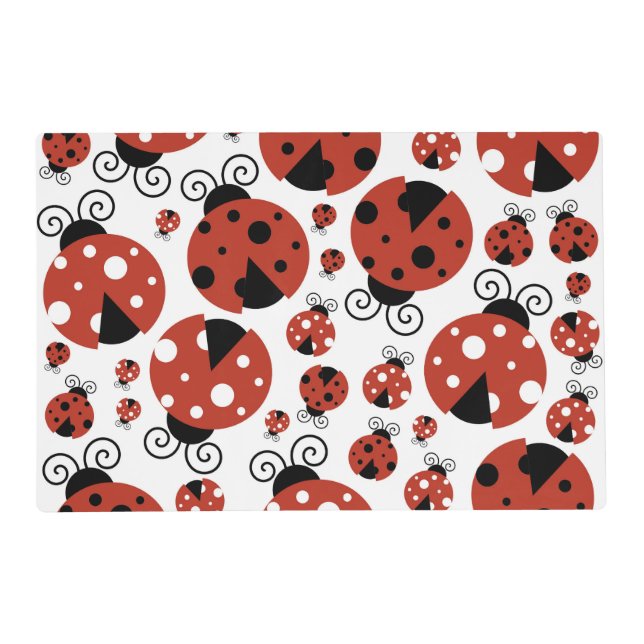 Pattern Of Ladybugs, Cute Ladybugs, Red Ladybugs Placemat (Front)