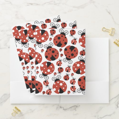 Pattern Of Ladybugs, Cute Ladybugs, Red Ladybugs Pocket Folder
