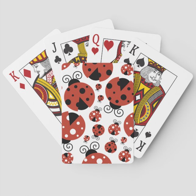 Pattern Of Ladybugs, Cute Ladybugs, Red Ladybugs Poker Cards (Back)
