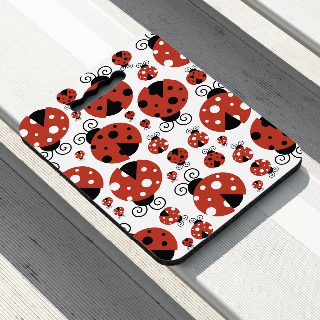 Pattern Of Ladybugs, Cute Ladybugs, Red Ladybugs Seat Cushion (In Situ)