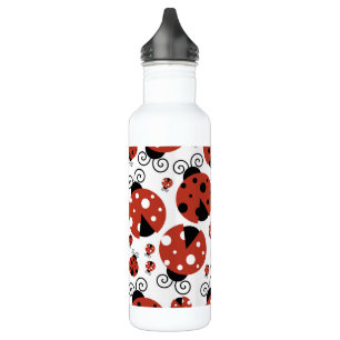 Pattern Of Ladybugs, Cute Ladybugs, Red Ladybugs Stainless Steel Water Bottle