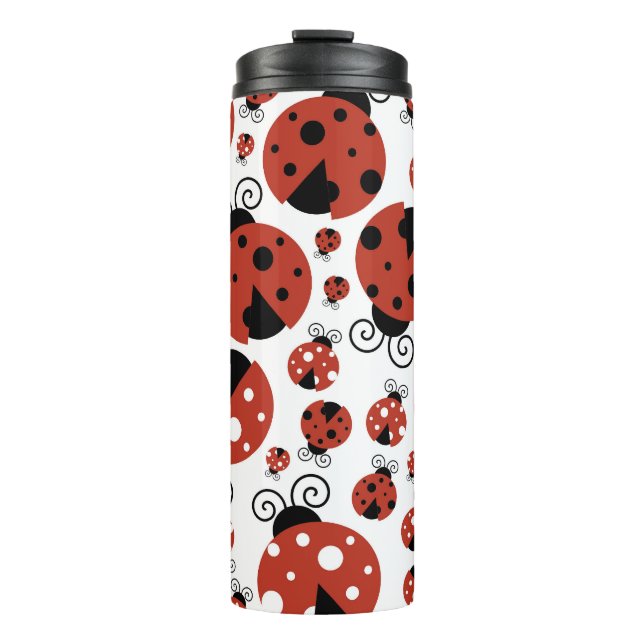 Pattern Of Ladybugs, Cute Ladybugs, Red Ladybugs Thermal Tumbler (Front)