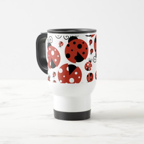 Pattern Of Ladybugs Cute Ladybugs Red Ladybugs Travel Mug