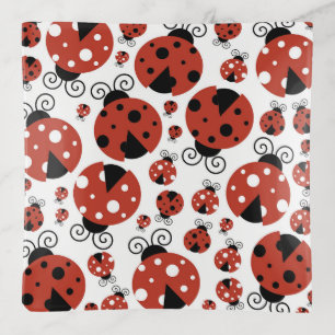 Pattern Of Ladybugs, Cute Ladybugs, Red Ladybugs Trinket Tray