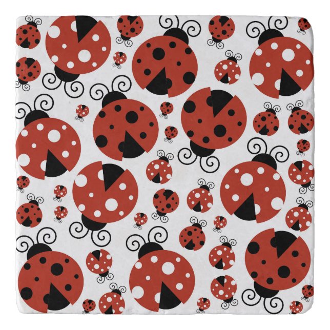 Pattern Of Ladybugs, Cute Ladybugs, Red Ladybugs Trivet (Front)