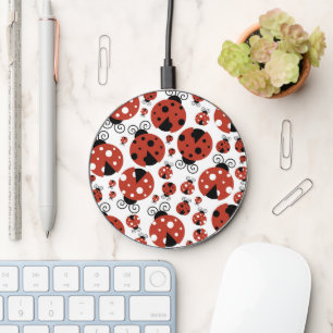 Pattern Of Ladybugs, Cute Ladybugs, Red Ladybugs Wireless Charger