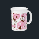 Pattern Of Ladybugs, Pink Ladybugs, Your Name Beverage Pitcher<br><div class="desc">Cute,  fun and adorable ladybugs in pink color. Modern and trendy gift,  perfect for the ladybug lover in your life. Personalize by adding your name,  nickname,  monogram or initials.</div>