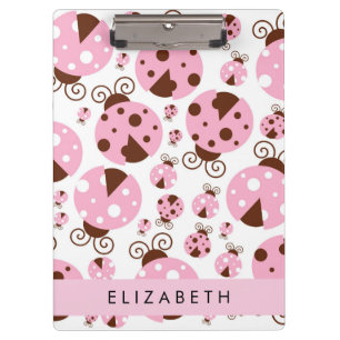 Pattern Of Ladybugs, Pink Ladybugs, Your Name Clipboard