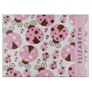 Pattern Of Ladybugs, Pink Ladybugs, Your Name Cutting Board