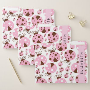 Pattern Of Ladybugs, Pink Ladybugs, Your Name File Folder