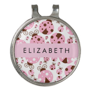 Pattern Of Ladybugs, Pink Ladybugs, Your Name Golf Hat Clip