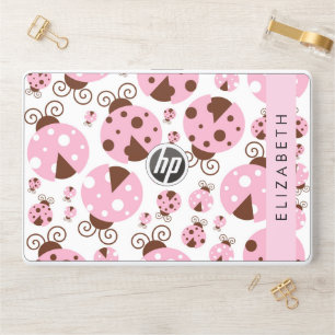 Pattern Of Ladybugs, Pink Ladybugs, Your Name HP Laptop Skin