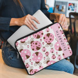 Pattern Of Ladybugs, Pink Ladybugs, Your Name Laptop Sleeve<br><div class="desc">Cute,  fun and adorable ladybugs in pink color. Modern and trendy gift,  perfect for the ladybug lover in your life. Personalize by adding your name,  nickname,  monogram or initials.</div>