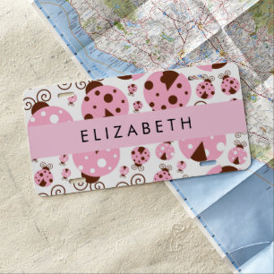 Pattern Of Ladybugs, Pink Ladybugs, Your Name License Plate