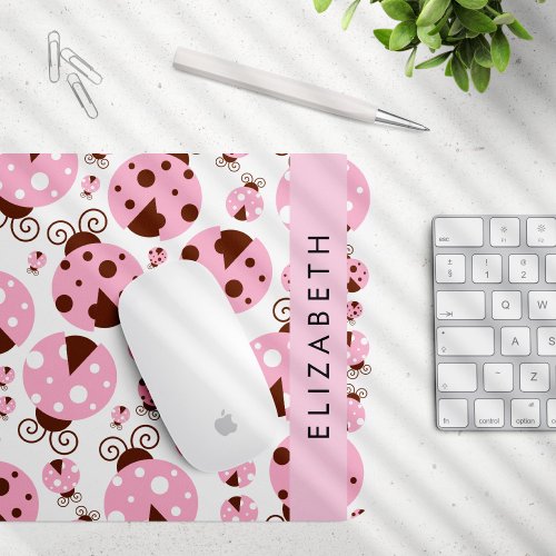 Pattern Of Ladybugs Pink Ladybugs Your Name Mouse Pad