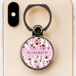 Pattern Of Ladybugs, Pink Ladybugs, Your Name Phone Ring Stand