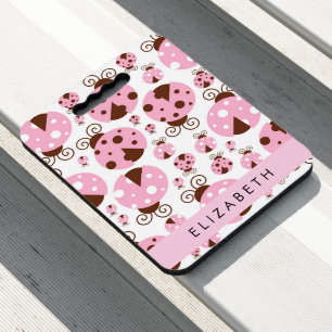 Pattern Of Ladybugs, Pink Ladybugs, Your Name Seat Cushion