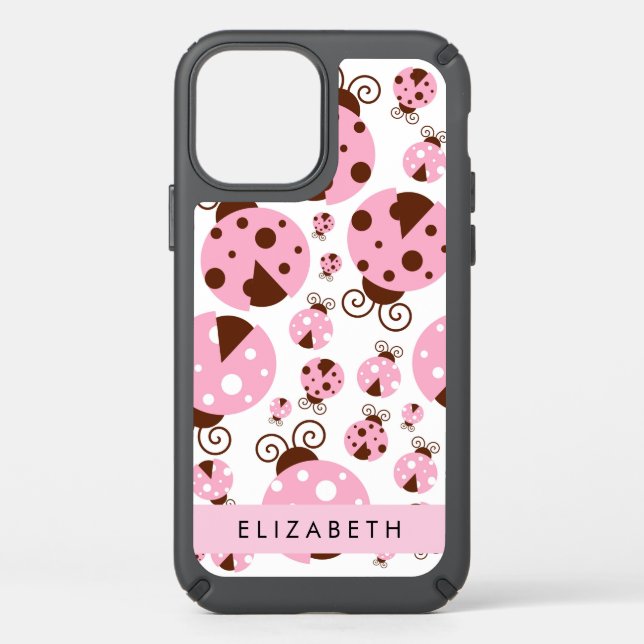 Pattern Of Ladybugs, Pink Ladybugs, Your Name Speck iPhone 12 Case (Front)