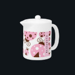 Pattern Of Ladybugs, Pink Ladybugs, Your Name Teapot<br><div class="desc">Cute,  fun and adorable ladybugs in pink color. Modern and trendy gift,  perfect for the ladybug lover in your life. Personalize by adding your name,  nickname,  monogram or initials.</div>