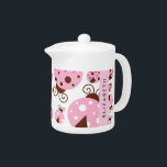 Pattern Of Ladybugs, Pink Ladybugs, Your Name Teapot<br><div class="desc">Cute,  fun and adorable ladybugs in pink color. Modern and trendy gift,  perfect for the ladybug lover in your life. Personalize by adding your name,  nickname,  monogram or initials.</div>
