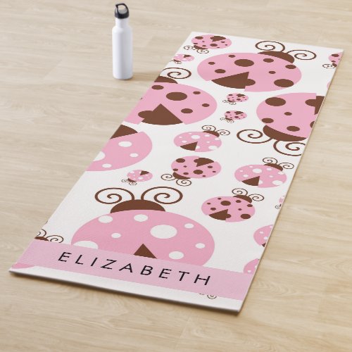 Pattern Of Ladybugs Pink Ladybugs Your Name Yoga Mat