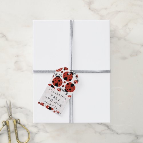 Pattern Of Ladybugs Red Ladybugs Baby Shower Gift Tags