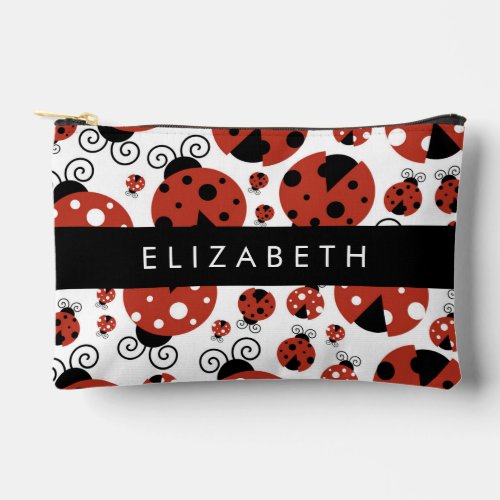 Pattern Of Ladybugs Red Ladybugs Your Name Accessory Pouch