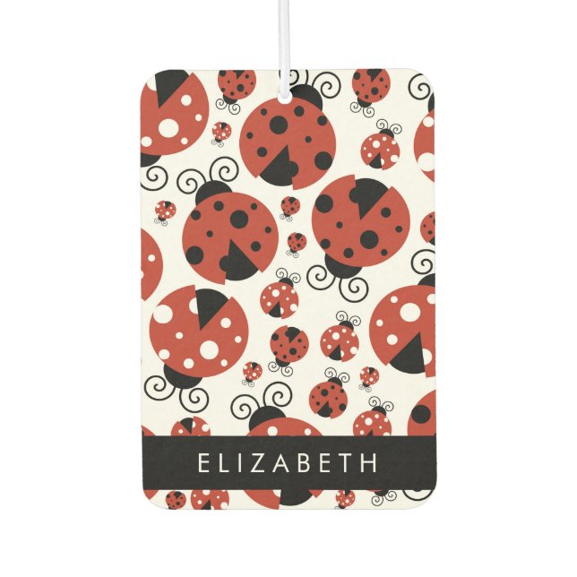 Pattern Of Ladybugs, Red Ladybugs, Your Name Air Freshener (Front)