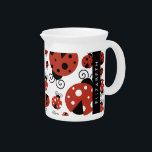 Pattern Of Ladybugs, Red Ladybugs, Your Name Beverage Pitcher<br><div class="desc">Cute,  fun and adorable ladybugs in red color. Modern and trendy gift,  perfect for the ladybug lover in your life. Personalize by adding your name,  nickname,  monogram or initials.</div>